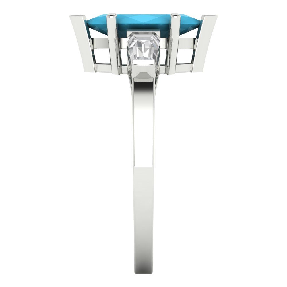 2 cttw Simulated Turquoise Three-Stone Engagement Ring - Solid Gold (Marquise Cut,11x5.5mm)