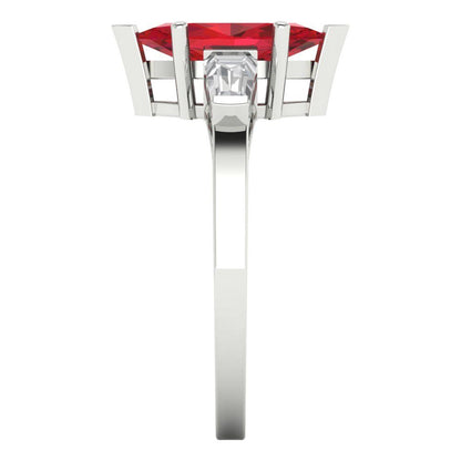 2 cttw Simulated Pink Tourmaline Three-Stone Engagement Ring - Solid Gold (Marquise Cut,11x5.5mm)