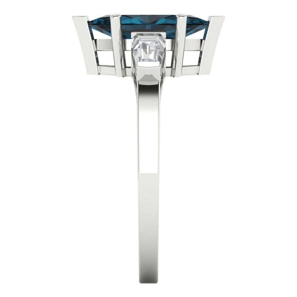 2 cttw Natural London Blue Topaz Three-Stone Engagement Ring - Solid Gold (Marquise Cut,11x5.5mm)