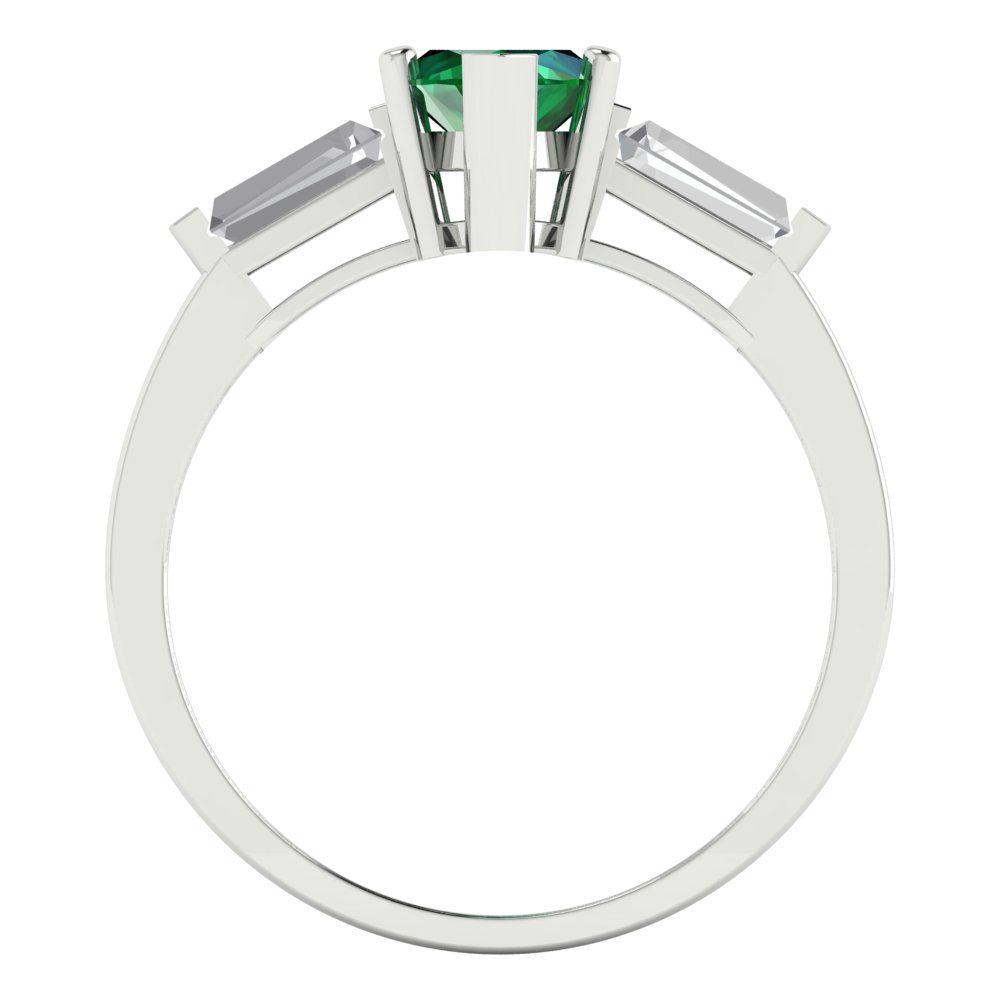 2 cttw Simulated Emerald Three-Stone Engagement Ring - Solid Gold (Marquise Cut,11x5.5mm)