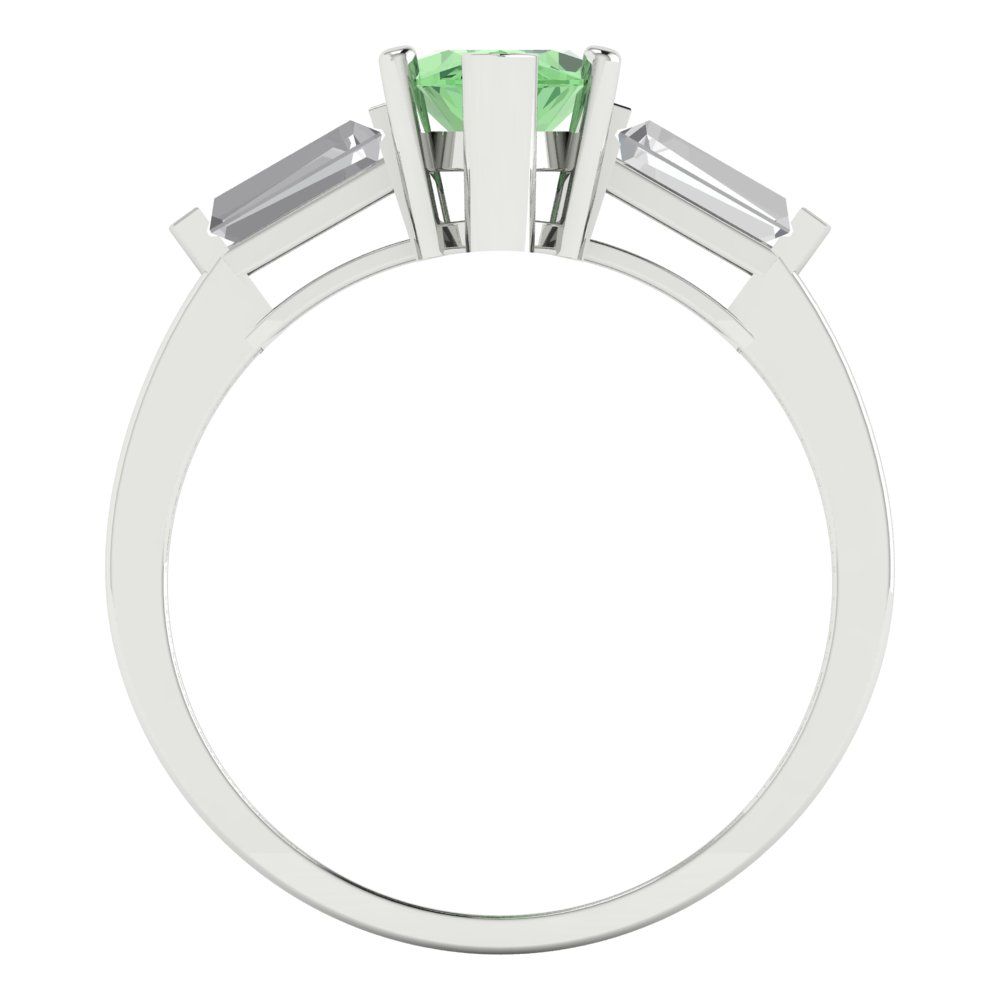 2 cttw Zirconia Simulated Green Diamond Three-Stone Engagement Ring - Solid Gold (VVS1, Marquise Cut,11x5.5mm)