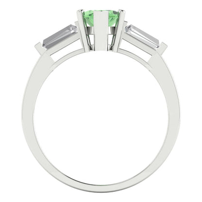 2 cttw Zirconia Simulated Green Diamond Three-Stone Engagement Ring - Solid Gold (VVS1, Marquise Cut,11x5.5mm)