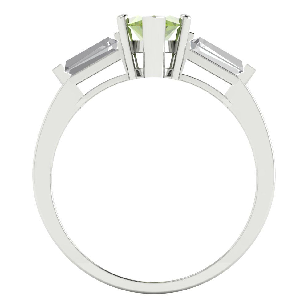 2 cttw Natural Peridot Three-Stone Engagement Ring - Solid Gold (Marquise Cut,11x5.5mm)
