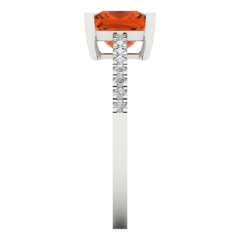 1.62 cttw Zirconia Simulated Red Diamond Solitaire with Zirconia Simulated Diamond Accents Engagement Ring - Solid Gold (VVS1, Princess Cut,6.5mm)