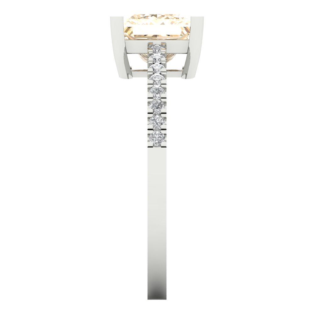 1.62 cttw Natural Morganite Solitaire with Zirconia Simulated Diamond Accents Engagement Ring - Solid Gold (Princess Cut,6.5mm)