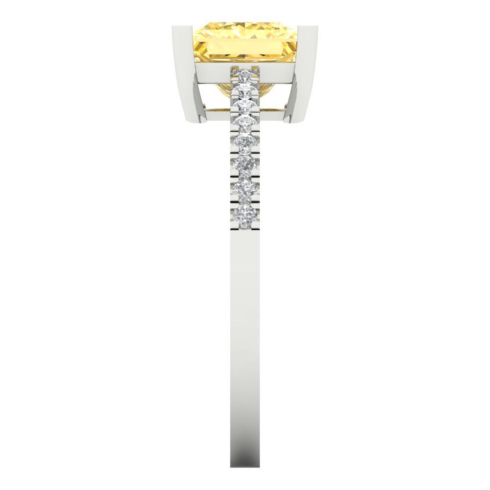 1.62 cttw Natural Citrine Solitaire with Zirconia Simulated Diamond Accents Engagement Ring - Solid Gold (Princess Cut,6.5mm)
