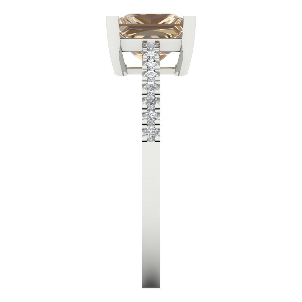 1.62 cttw Yellow Moissanite Solitaire with Zirconia Simulated Diamond Accents Engagement Ring - Solid Gold (Princess Cut,6.5mm)