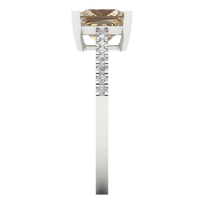 1.62 cttw Yellow Moissanite Solitaire with Zirconia Simulated Diamond Accents Engagement Ring - Solid Gold (Princess Cut,6.5mm)