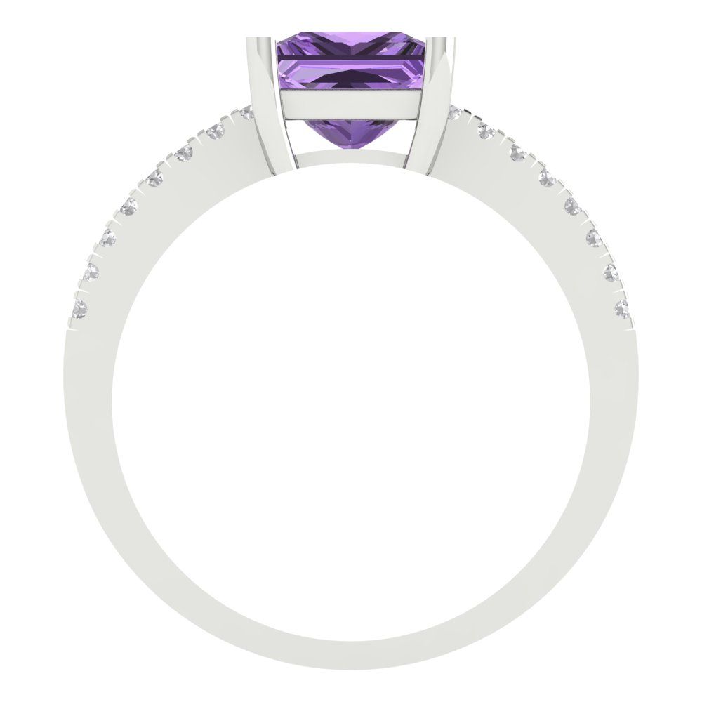1.62 cttw Simulated Alexandrite Solitaire with Zirconia Simulated Diamond Accents Engagement Ring - Solid Gold (Princess Cut,6.5mm)