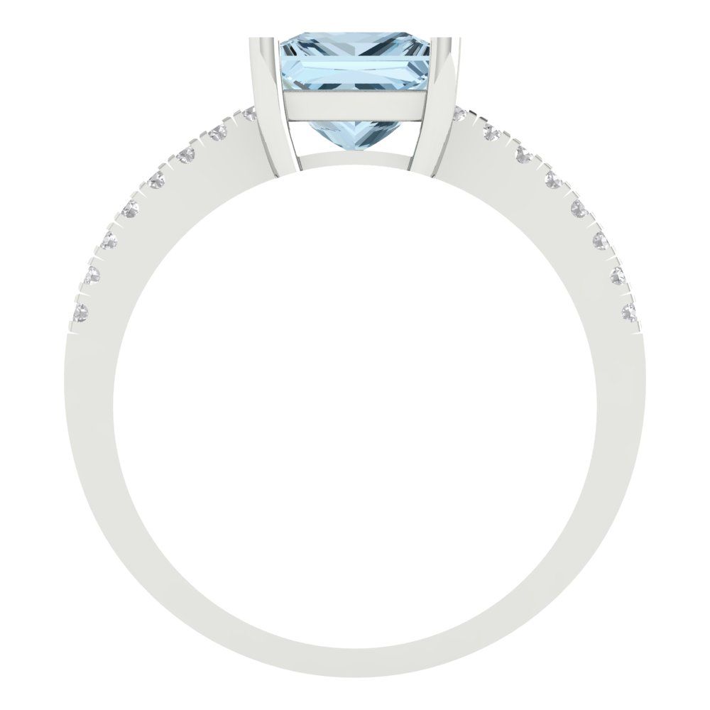 1.62 cttw Natural Sky Blue Topaz Solitaire with Zirconia Simulated Diamond Accents Engagement Ring - Solid Gold (Princess Cut,6.5mm)