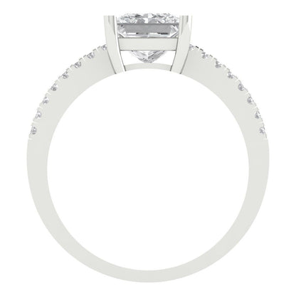 1.62 cttw White Sapphire Solitaire with Zirconia Simulated Diamond Accents Engagement Ring - Solid Gold (Princess Cut,6.5mm)