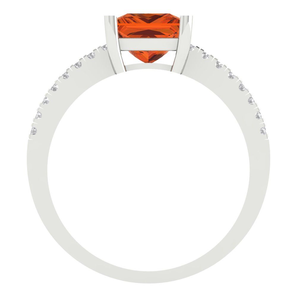 1.62 cttw Simulated Ruby Solitaire with Zirconia Simulated Diamond Accents Engagement Ring - Solid White Gold (VVS1, Princess Cut,6.5mm)