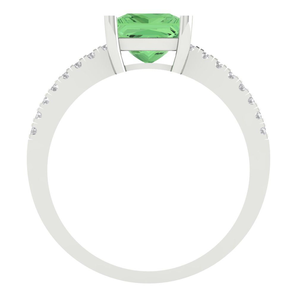 1.62 cttw Zirconia Simulated Green Diamond Solitaire with Zirconia Simulated Diamond Accents Engagement Ring - Solid Gold (VVS1, Princess Cut,6.5mm)