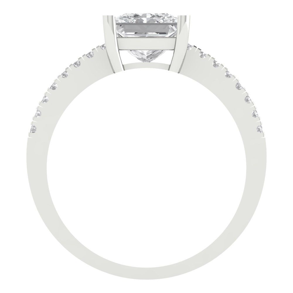 1.62 cttw Certified Moissanite Solitaire with Zirconia Simulated Diamond Accents Engagement Ring - Solid Gold (VVS1, D-F,Princess Cut,6.5mm)