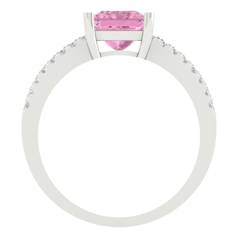 1.62 cttw Zirconia Simulated Pink Diamond Solitaire with Zirconia Simulated Diamond Accents Engagement Ring - Solid Gold (VVS1, Princess Cut,6.5mm)
