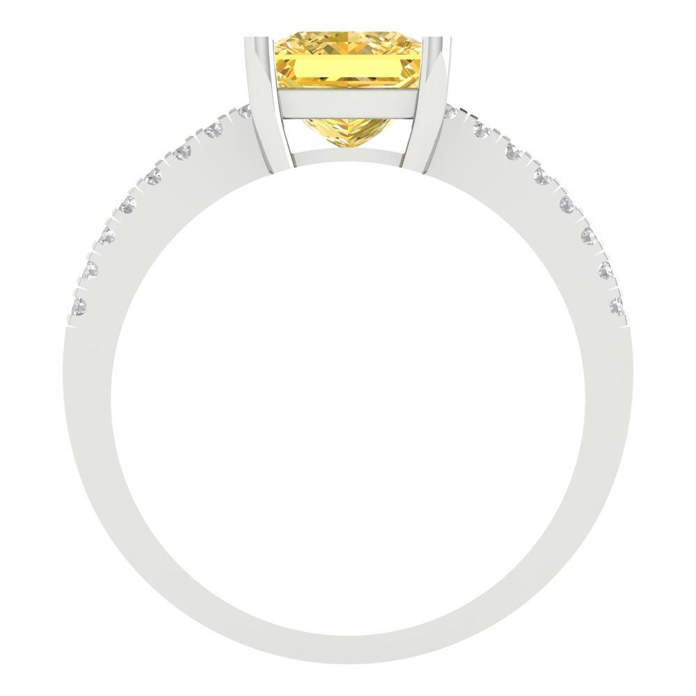 1.62 cttw Natural Citrine Solitaire with Zirconia Simulated Diamond Accents Engagement Ring - Solid Gold (Princess Cut,6.5mm)