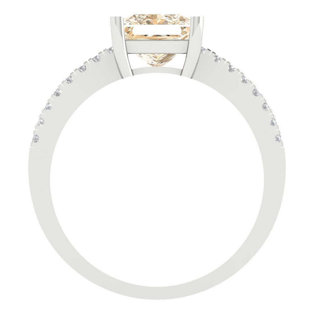 1.62 cttw Natural Morganite Solitaire with Zirconia Simulated Diamond Accents Engagement Ring - Solid Gold (Princess Cut,6.5mm)
