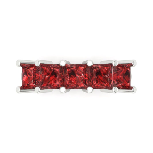 2.5 cttw Natural Garnet Princess Cut White Gold Eternity Wedding Band
