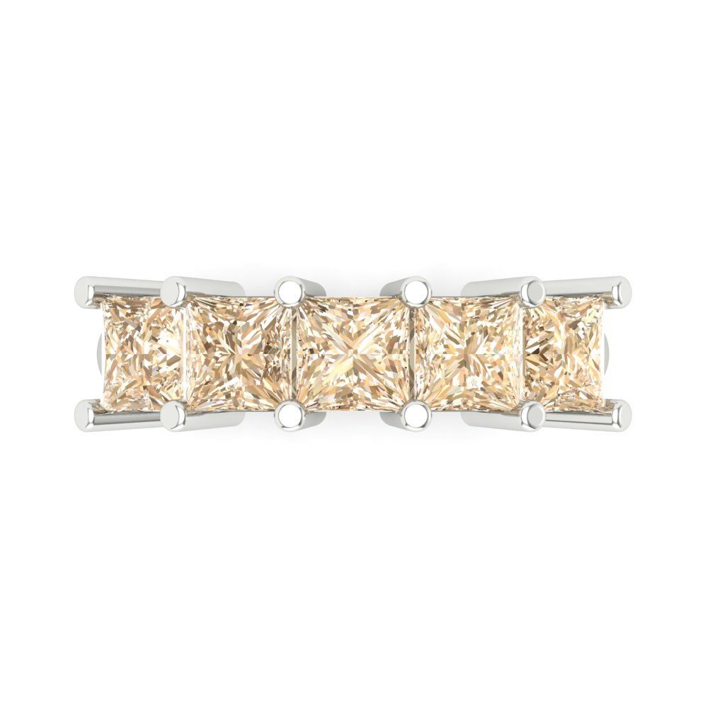 2.5 cttw Natural Morganite Princess Cut White Gold Eternity Wedding Band