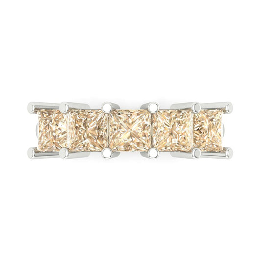 2.5 cttw Natural Morganite Princess Cut White Gold Eternity Wedding Band
