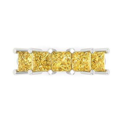 2.5 cttw Natural Citrine Princess Cut White Gold Eternity Wedding Band