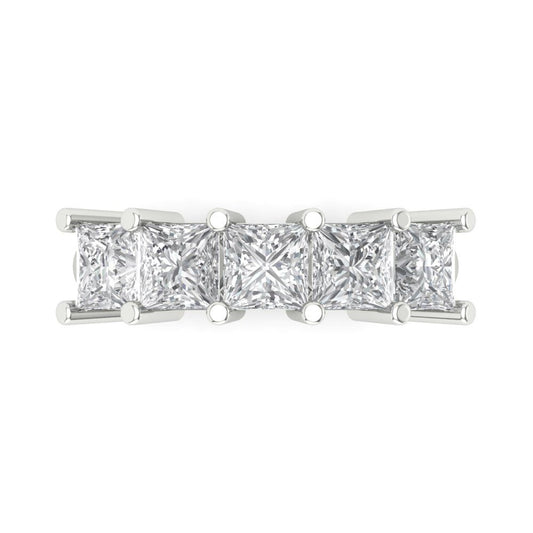2.5 cttw White Sapphire Princess Cut White Gold Eternity Wedding Band