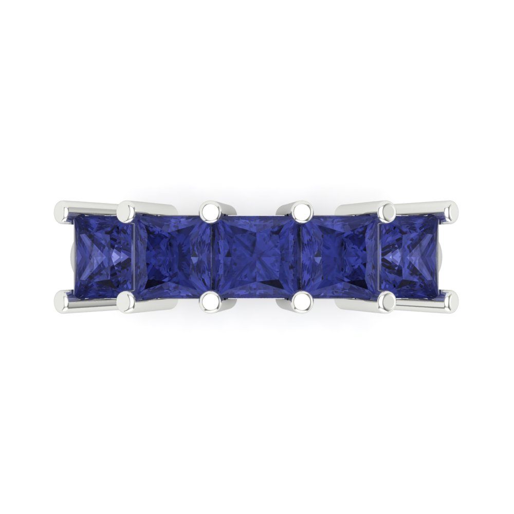 2.5 cttw Simulated Tanzanite Princess Cut White Gold Eternity Wedding Band