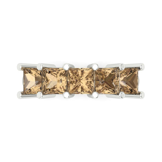 2.5 cttw Simulated Champagne Diamond Princess Cut White Gold Eternity Wedding Band