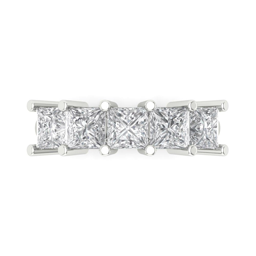 2.5 cttw Moissanite Princess Cut White Gold Eternity Wedding Band