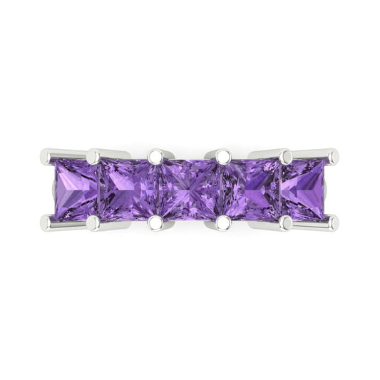 2.5 cttw Simulated Alexandrite Princess Cut White Gold Eternity Wedding Band