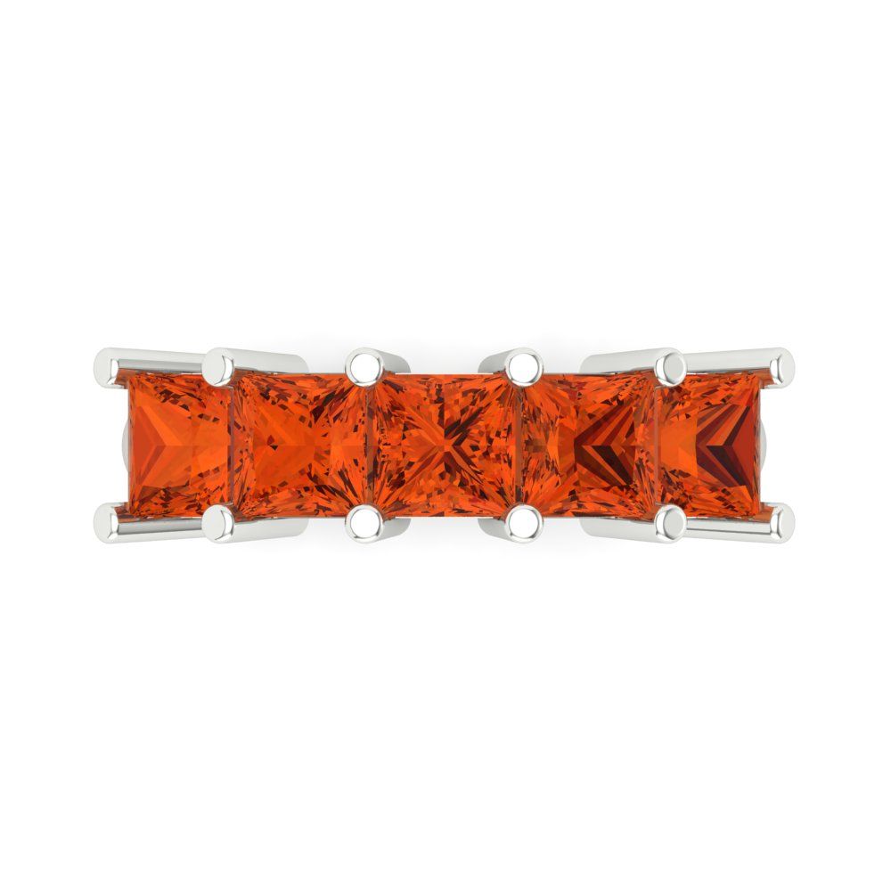 2.5 cttw Simulated Red Diamond Princess Cut White Gold Eternity Wedding Band