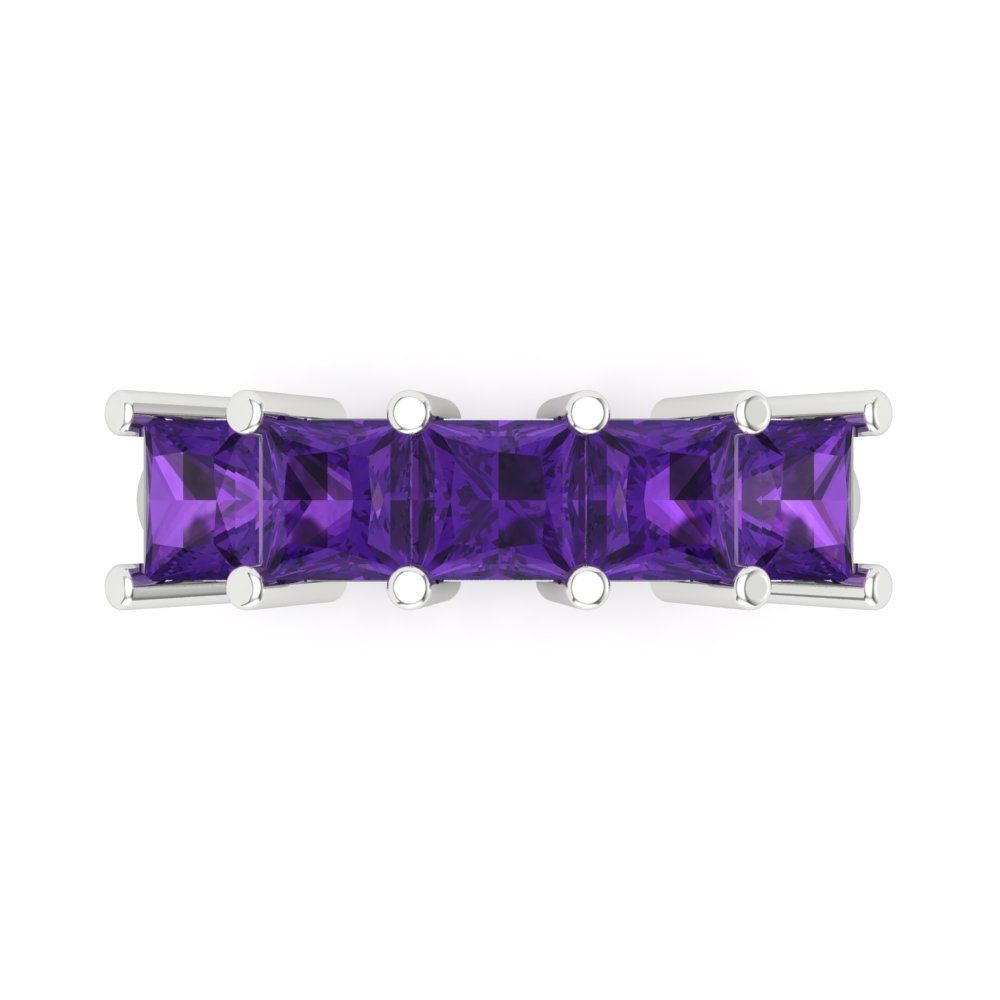 2.5 cttw Natural Amethyst Princess Cut White Gold Eternity Wedding Band