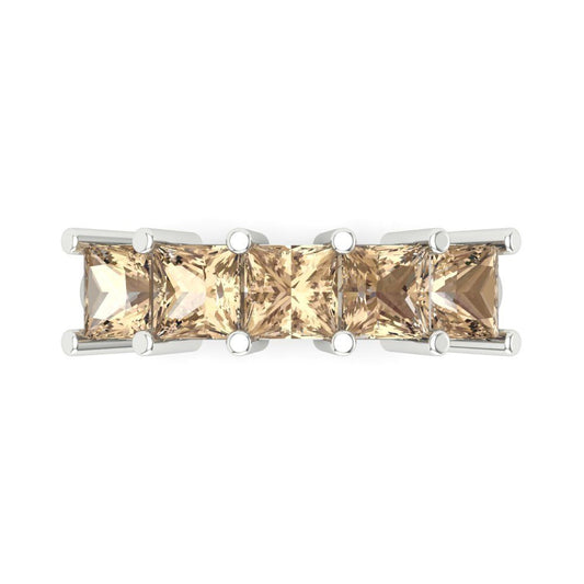 2.5 cttw Yellow Moissanite Princess Cut White Gold Eternity Wedding Band
