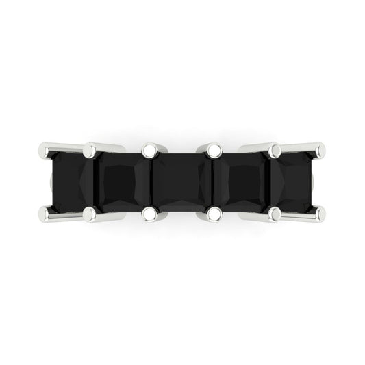 2.5 cttw Natural Onyx Princess Cut White Gold Eternity Wedding Band