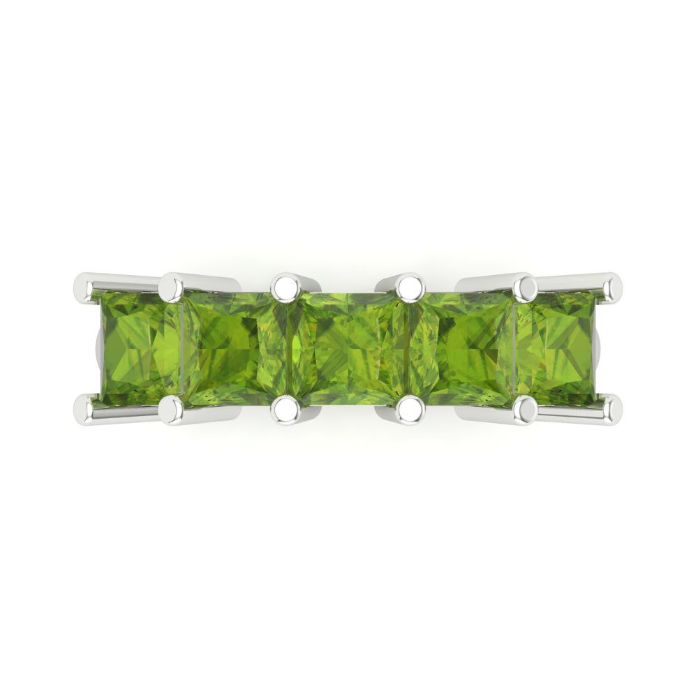 2.5 cttw Natural Peridot Princess Cut White Gold Eternity Wedding Band