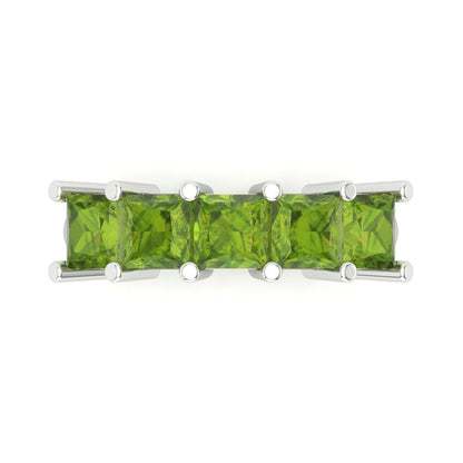 2.5 cttw Natural Peridot Princess Cut White Gold Eternity Wedding Band