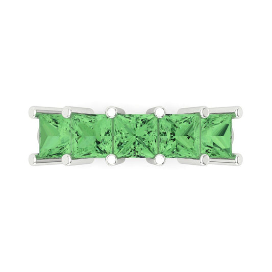 2.5 cttw Simulated Green Diamond Princess Cut White Gold Eternity Wedding Band