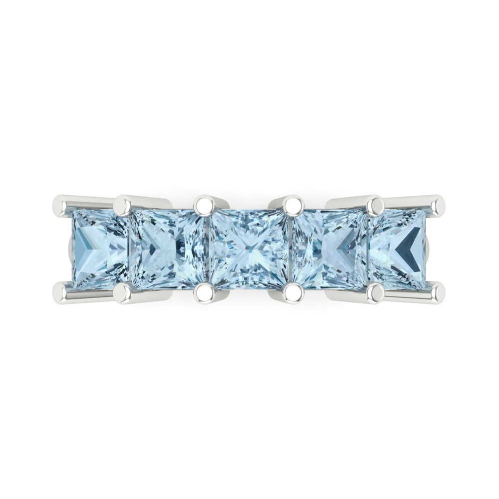 2.5 cttw Natural Swiss Blue Topaz Princess Cut White Gold Eternity Wedding Band