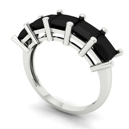 2.5 cttw Natural Onyx Princess Cut White Gold Eternity Wedding Band