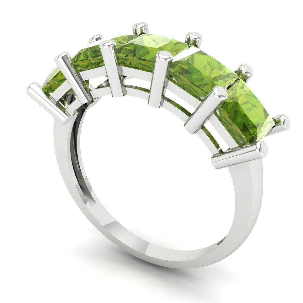 2.5 cttw Natural Peridot Princess Cut White Gold Eternity Wedding Band