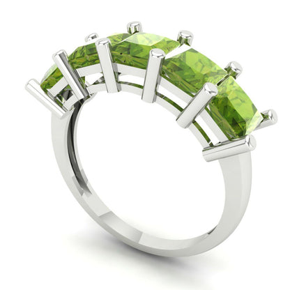 2.5 cttw Natural Peridot Princess Cut White Gold Eternity Wedding Band