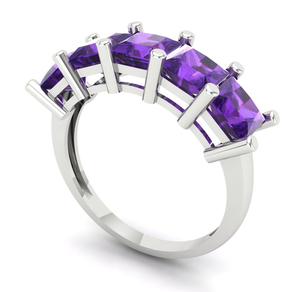 2.5 cttw Natural Amethyst Princess Cut White Gold Eternity Wedding Band