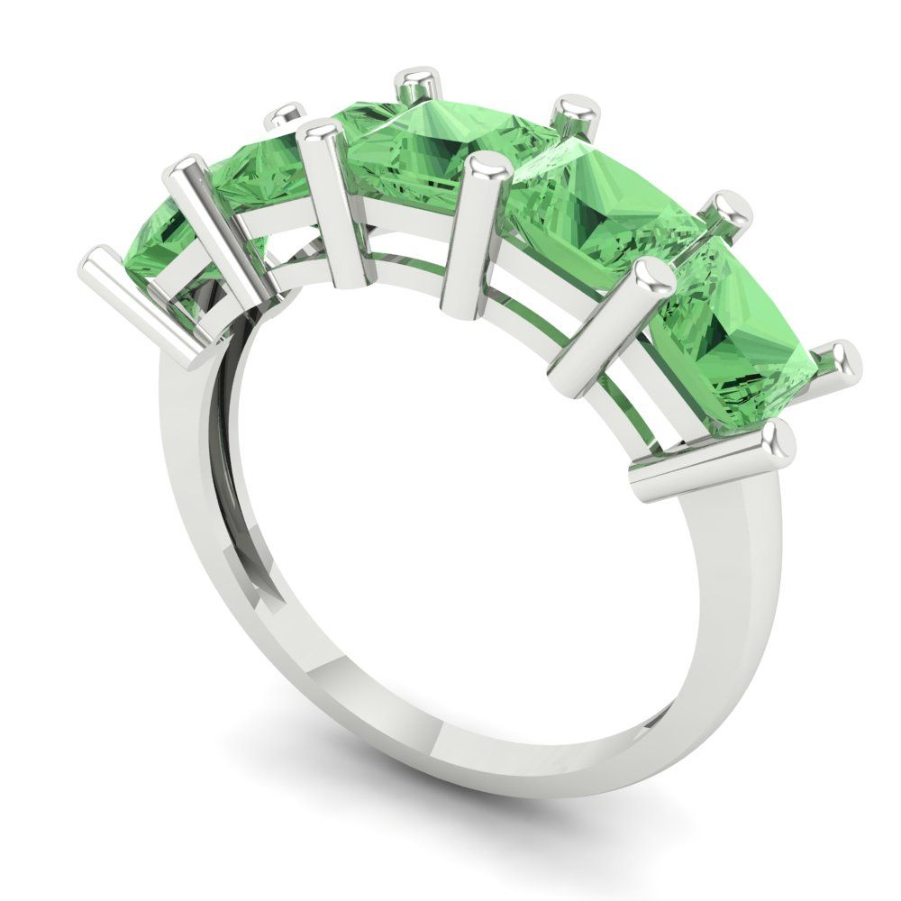 2.5 cttw Simulated Green Diamond Princess Cut White Gold Eternity Wedding Band