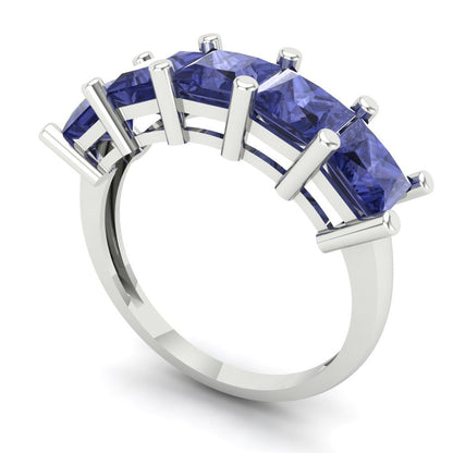 2.5 cttw Simulated Tanzanite Princess Cut White Gold Eternity Wedding Band