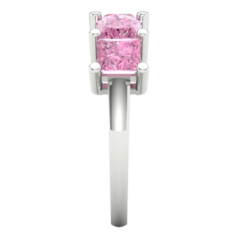 2.5 cttw Simulated Pink Diamond Princess Cut White Gold Eternity Wedding Band