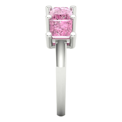 2.5 cttw Simulated Pink Diamond Princess Cut White Gold Eternity Wedding Band