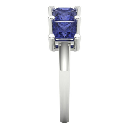 2.5 cttw Simulated Tanzanite Princess Cut White Gold Eternity Wedding Band