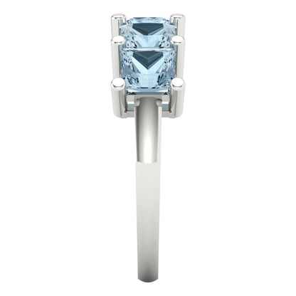 2.5 cttw Natural Sky Blue Topaz Princess Cut White Gold Eternity Wedding Band