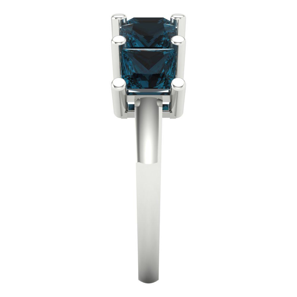 2.5 cttw Natural London Blue Topaz Princess Cut White Gold Eternity Wedding Band