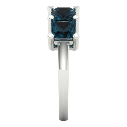 2.5 cttw Natural London Blue Topaz Princess Cut White Gold Eternity Wedding Band